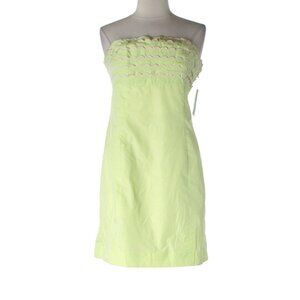 New Lilly Pulitzer Franco Scallop Green Glady Gingham Strapless Dress Size 4
